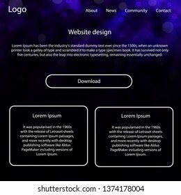 Dark Purple vector design ui kit with universe stars. Modern Style guide with colorful gradient sky in its header. This sample is for your website.