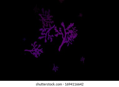 Fondo de doodle vector púrpura oscuro con sakura. Ilustración creativa en estilo borroso con hojas, ramas.  Nuevo diseño para su negocio.