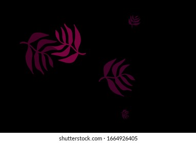 Dark Purple vector doodle background with leaves. Modern geometrical abstract illustration with leaves. Pattern for heads of websites, designs.