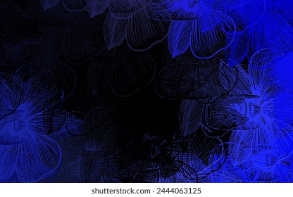 Fondo de garabato de Vector púrpura oscuro con flores. Ilustración abstracta brillante con flores. Patrón para Fondos de pantalla, libros para colorear.