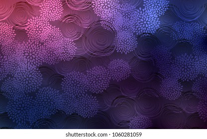 Dark Purple vector doodle blurred texture. flowers on elegant natural pattern with gradient. The pattern can be used for coloring books and pages for kids.