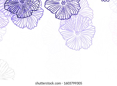 Dark Purple vector doodle layout with leaves. Glitter abstract illustration with flowers. Doodle design for your web site.