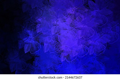 Dark Purple vector doodle layout with flowers. Flowers in natural style on white background. Template for backgrounds of cell phones.