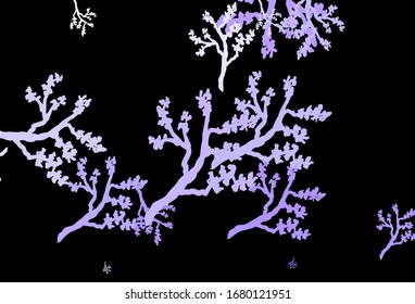 Dark Purple vector doodle pattern with branches. Abstract illustration with leaves, branches in doodles style. A new texture for your wallpaper design.
