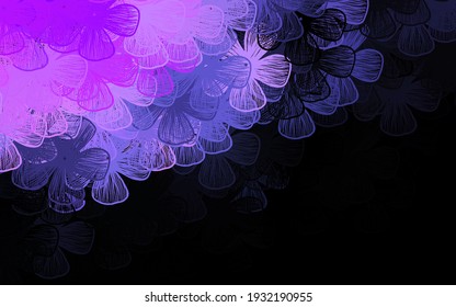 Dark Purple vector doodle pattern with trees, branches. Abstract illustration with flowers in doodles style. New template for your brand book.
