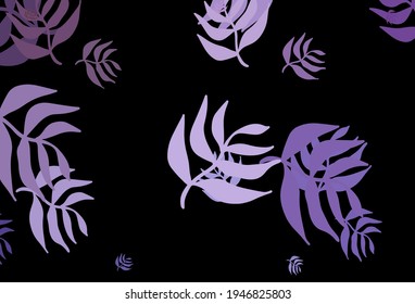 Plantilla de doodle vector púrpura oscuro con hojas. Ilustración creativa de estilo borroso con hojas. Nuevo diseño para su negocio.