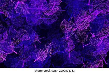 Dark Purple vector doodle template with leaves. Modern geometrical abstract illustration with leaves. Hand painted design for web, leaflets.