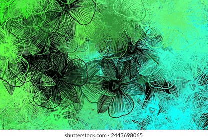 Dark Purple vector doodle template with flowers. Colorful illustration in doodle style with flowers. Brand new style for your business design.