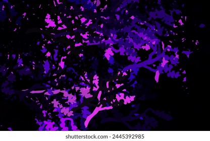 Dark Purple vector doodle template with leaves, branches. Leaves and branches with gradient on white background. New template for your brand book.