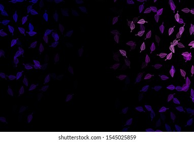 Dark Purple vector doodle texture. Smart decorative design in natural style with leaves. The textured pattern for website.