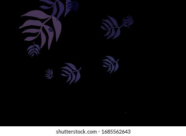Dark Purple vector elegant wallpaper with leaves. Glitter abstract illustration with doodles and leaves. Pattern for heads of websites, designs.