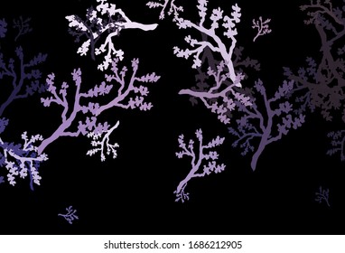 Dark Purple vector elegant wallpaper with sakura. Shining colored illustration with leaves and branches. A new texture for your wallpaper design.