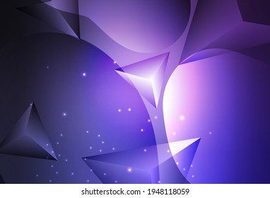 Dark Purple vector Glitter abstract illustration with connection of triangle structure. Blurred decorative design in abstract style with bubbles. Simple design for your web site.
