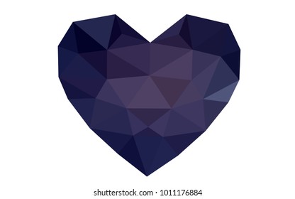 Dark Purple vector greeting Card Happy Valentine's Day. Lettering with hearts on the white polygonal background. Colored triangular illustration for your business.