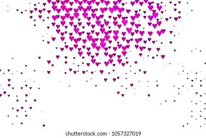 Dark Purple vector greeting Card Happy Valentine's Day. Pattern with isolated hearts on the white background. Colored illustration for your banner, website, advert.