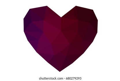 Dark Purple vector greeting Card Happy Valentine's Day. Lettering with hearts on the white polygonal background. Colored triangular illustration for your business.