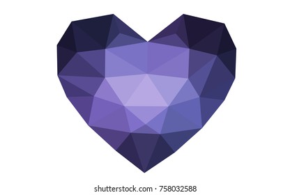 Dark Purple vector greeting Card Happy Valentine's Day. Lettering with hearts on the white polygonal background. Colored triangular illustration for your business.