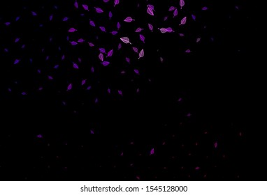 Dark Purple vector hand painted pattern. Modern geometrical abstract illustration with leaves. The textured pattern for website.