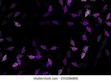 Dark Purple vector hand painted texture. Brand new colorful illustration in modern style with leaves. The textured pattern for website.