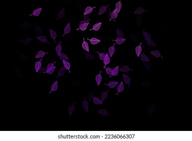 Dark Purple vector hand painted backdrop. An elegant bright illustration with leaves in Natural style. The template for background of cell phones.