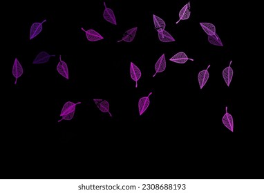 Dark Purple vector hand painted texture. Shining colorful illustration with leaves in doodle style. Pattern for coloring books and pages for kids.