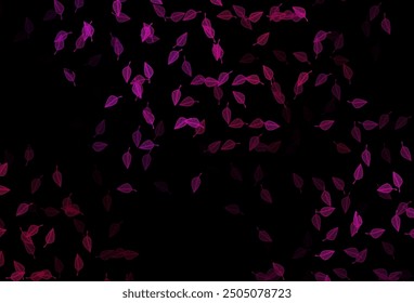 Dark Purple vector hand painted texture. Doodle illustration of leaves in Origami style with gradient. The template for background of cell phones.