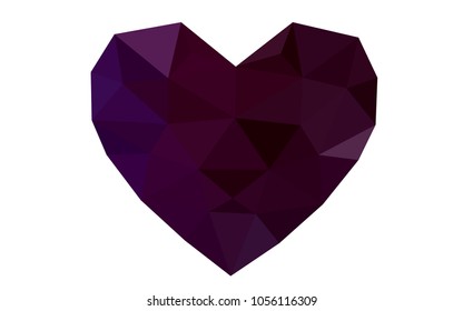 Dark Purple vector heart isolated on white background. Geometric rumpled triangular low poly origami style gradient graphic illustration. Polygonal design for your business.