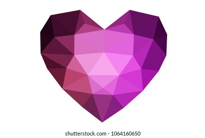 Dark Purple vector heart isolated on white background. Geometric rumpled triangular low poly origami style gradient graphic illustration. Polygonal design for your business.