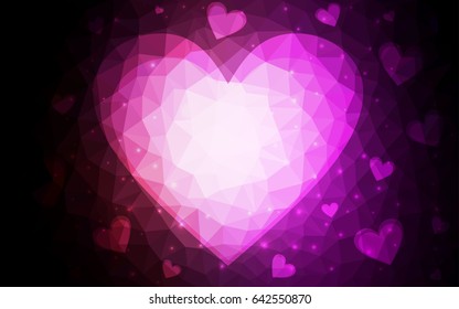 Dark Purple vector heart isolated on white background. Geometric rumpled triangular low poly origami style gradient graphic illustration. Polygonal design for your business.