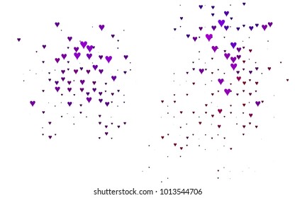 Dark Purple vector hearts isolated on white background. Cool pattern in origami style with gradient for Valentine day. Graphic illustration for your business design.