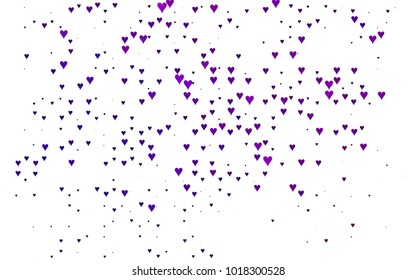Dark Purple vector hearts isolated on white background. Cool pattern in origami style with gradient for Valentine day. Graphic illustration for your business design.