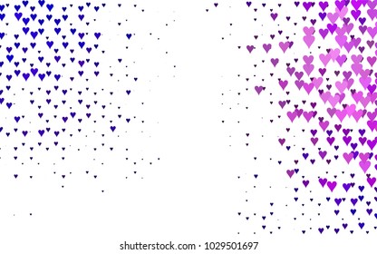 Dark Purple vector hearts isolated on white background. Cool pattern in origami style with gradient for Valentine day. Graphic illustration for your business design.