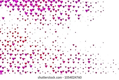 Dark Purple vector hearts isolated on white background. Cool pattern in origami style with gradient for Valentine day. Graphic illustration for your business design.