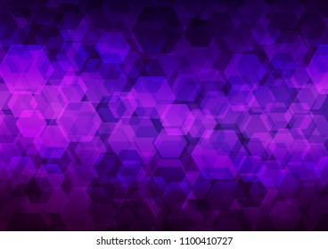 Dark Purple vector hexagon mosaic background. Shining illustration, which consist of hexagons. Brand new design for your business.