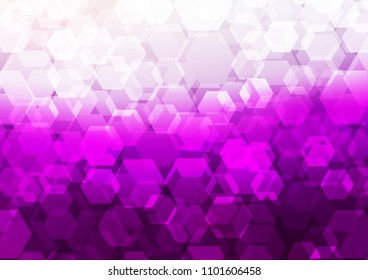 Dark Purple vector hexagon mosaic pattern. Creative illustration in halftone style with gradient. The completely new template can be used for your brand book.