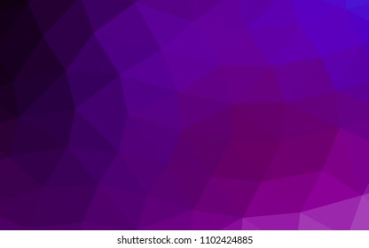 Dark Purple vector hexagon mosaic triangle mosaic. Geometric illustration in Origami style with gradient.  The textured pattern can be used for background.