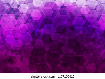 Dark Purple vector hexagon mosaic template. A vague abstract illustration with gradient. hexagonal pattern for your business design.