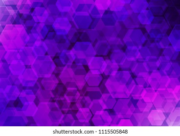 Dark Purple vector hexagon mosaic background. Geometric illustration in Origami style with gradient.  The elegant pattern can be used as part of a brand book.