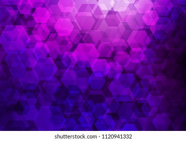 Dark Purple vector hexagon mosaic background. A completely new color illustration in a vague style. A new texture for your design.
