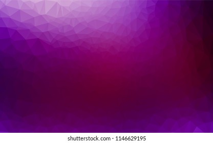 Dark Purple vector hexagon mosaic template. Glitter abstract illustration with an elegant design. Triangular pattern for your business design.