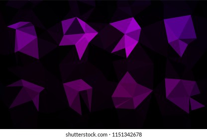 Dark Purple vector hexagon mosaic cover. Colorful abstract illustration with gradient. Triangular pattern for your business design.