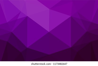 Dark Purple vector hexagon mosaic texture. Triangular geometric sample with gradient.  Brand new design for your business.