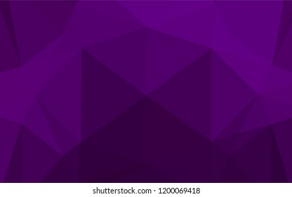 Dark Purple vector hexagon mosaic cover. Triangular geometric sample with gradient.  Triangular pattern for your business design.