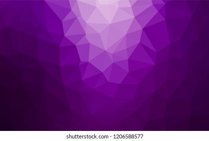Dark Purple vector hexagon mosaic cover. Triangular geometric sample with gradient.  The template can be used as a background for cell phones.