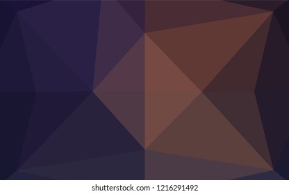 Dark Purple vector hexagon mosaic template. Triangular geometric sample with gradient.  The textured pattern can be used for background.