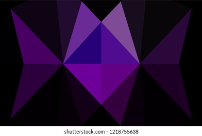 Dark Purple vector hexagon mosaic template. Triangular geometric sample with gradient.  A new texture for your design.