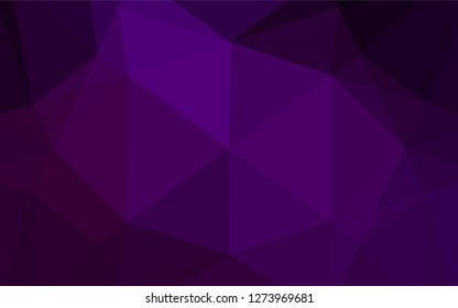 Dark Purple vector hexagon mosaic cover. Triangular geometric sample with gradient.  Brand new design for your business.