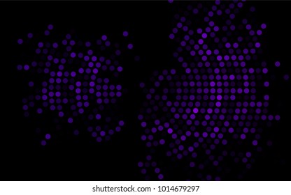 Dark Purple vector illustration which consist of circles. Dotted gradient design for your business. Creative geometric background in halftone style with colored spots.