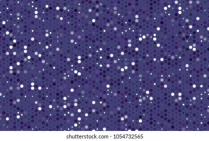 Dark Purple vector illustration which consist of circles. Dotted gradient design for your business. Creative geometric background in halftone style with colored spots.