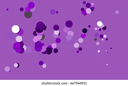 Dark Purple vector illustration which consist of circles. Dotted gradient design for your business. Creative geometric background in halftone style with colored spots.